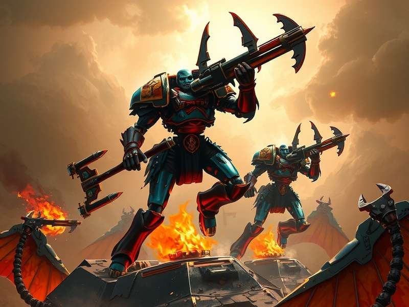 A massive Necron Monolith hovering over a desolate battlefield, with Warriors marching below