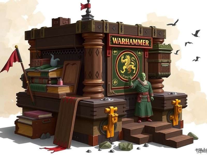 Collection of Warhammer Black Library books with dramatic lighting