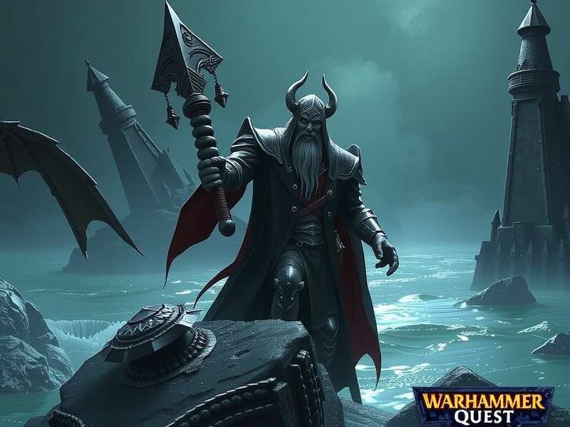 Warhammer Quest Darkwater game cover art showing adventurers fighting Skaven in flooded tunnels