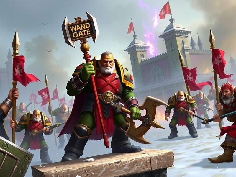 Karl Franz leading Empire troops in Warhammer Game