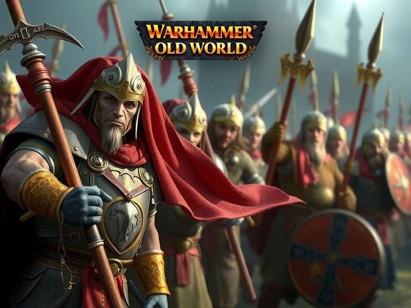 Epic diorama of a Warhammer Fantasy battle with Empire troops facing Orcs