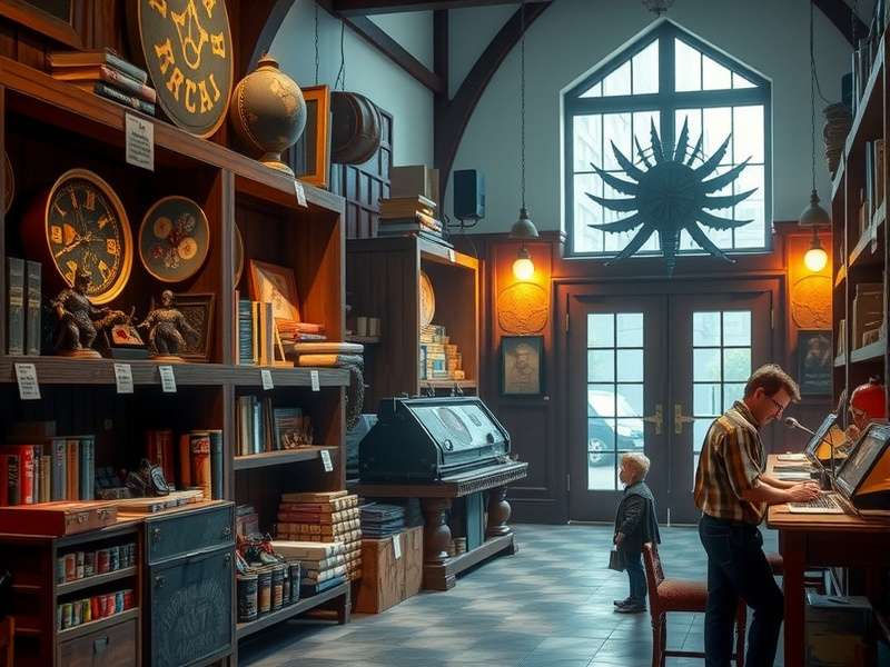 Interior of a modern Games Workshop store with Warhammer miniatures and gaming tables