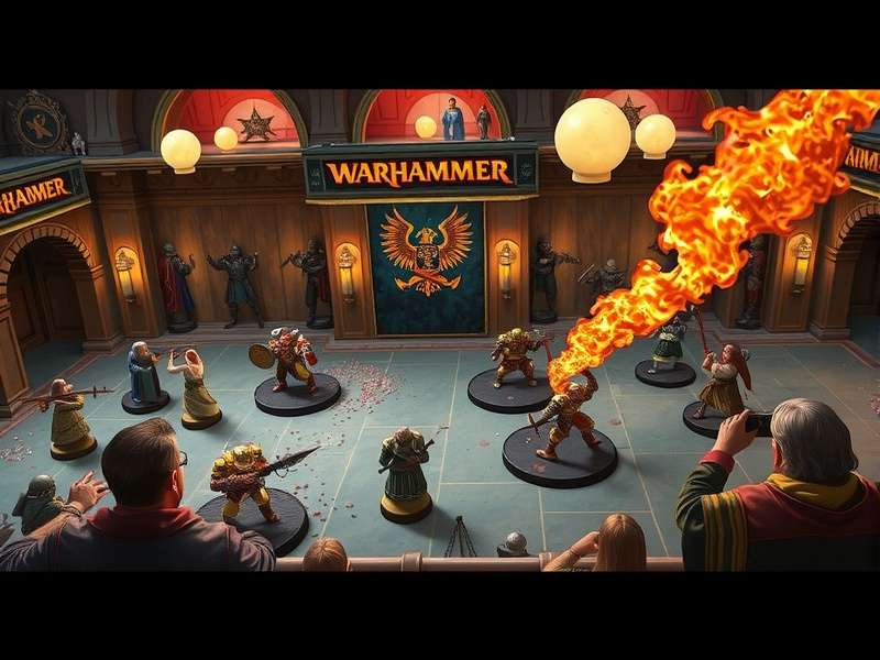A detailed battle scene with painted Warhammer 40k Space Marines and Tyranids on a tabletop