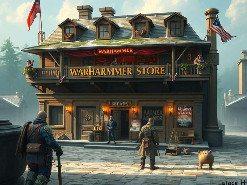 A detailed display of Warhammer 40k miniatures and paint sets