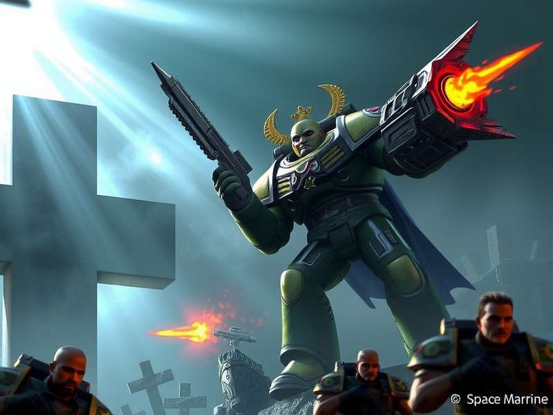 Warhammer Space Marine 2 – Ultramarines charging into battle against Tyranids, epic sci-fi warfare