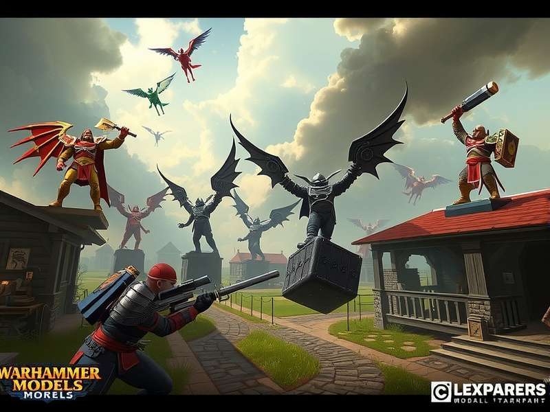 A collection of hand-painted Warhammer 40k Space Marine models displayed on a gaming table with terrain