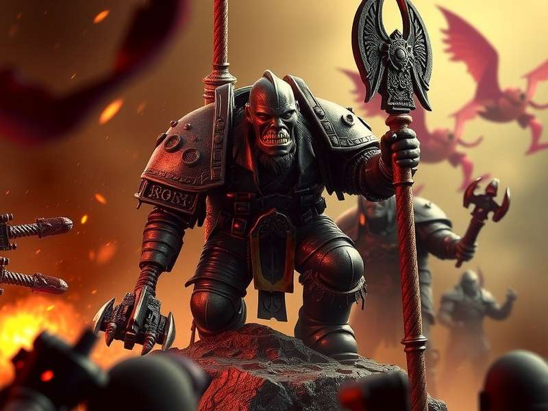 Warhammer Wallpaper hero collage featuring Space Marines, Chaos symbols and imperial eagles