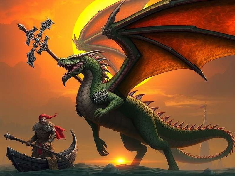 Dragon Warhammer OSRS — The ultimate PvM weapon showcased with gold detailing and dragon motifs