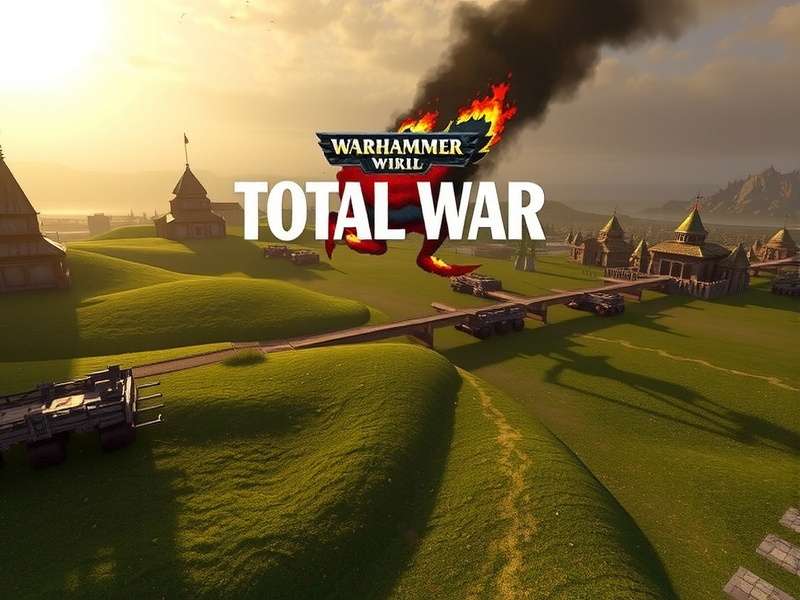 Total War Warhammer epic battle scene featuring multiple factions clashing on the campaign map