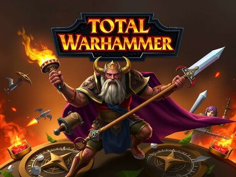 Total Warhammer — epic Warhammer gaming scene with warriors and dragons
