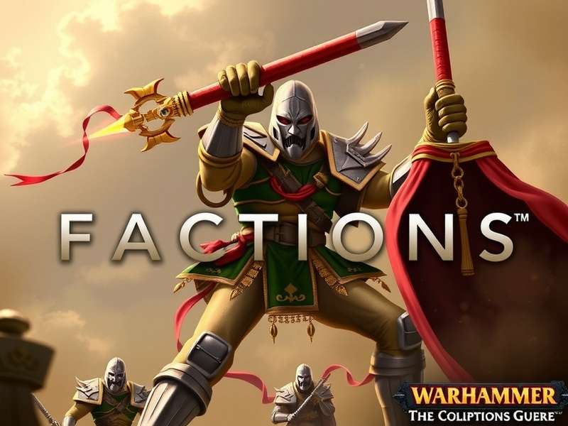 Warhammer Factions collage showing Space Marines, Necrons, Orks, and Chaos armies in battle array